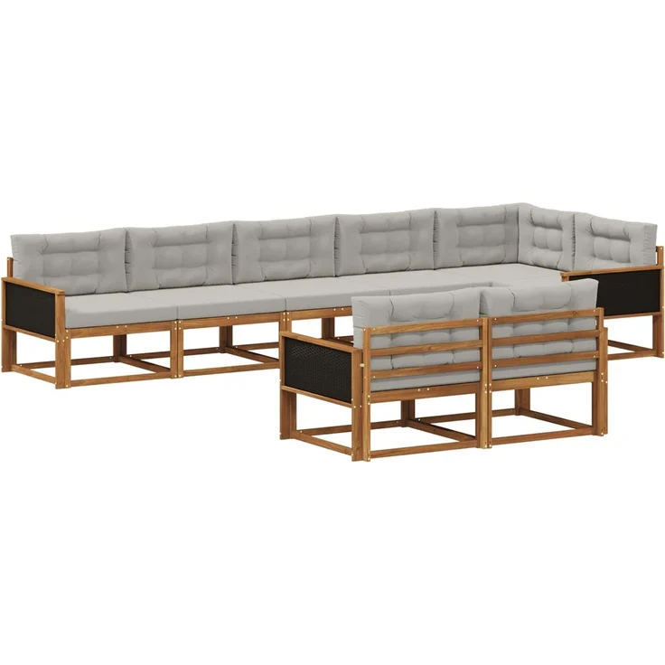 vidaXL Outdoor-Sofagarnitur 8 stk. 8-Sitzer Natur und Hellgrau 3382654 – Bild 2