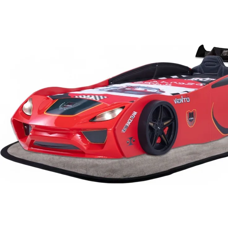 Autobett VENTO SPORT Kinderbett 90x200 cm Rennwagen-Bett inkl Sportsitze, Lattenrost, Spoiler, LED-Licht, Farbe Rot