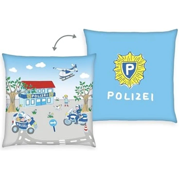 Herding Dekokissen Polizei Dekokissen 40x40cm hochfarbig bedruckt, Sehr anschmiegsam, kuschelig weiche Qualität – Bild 1