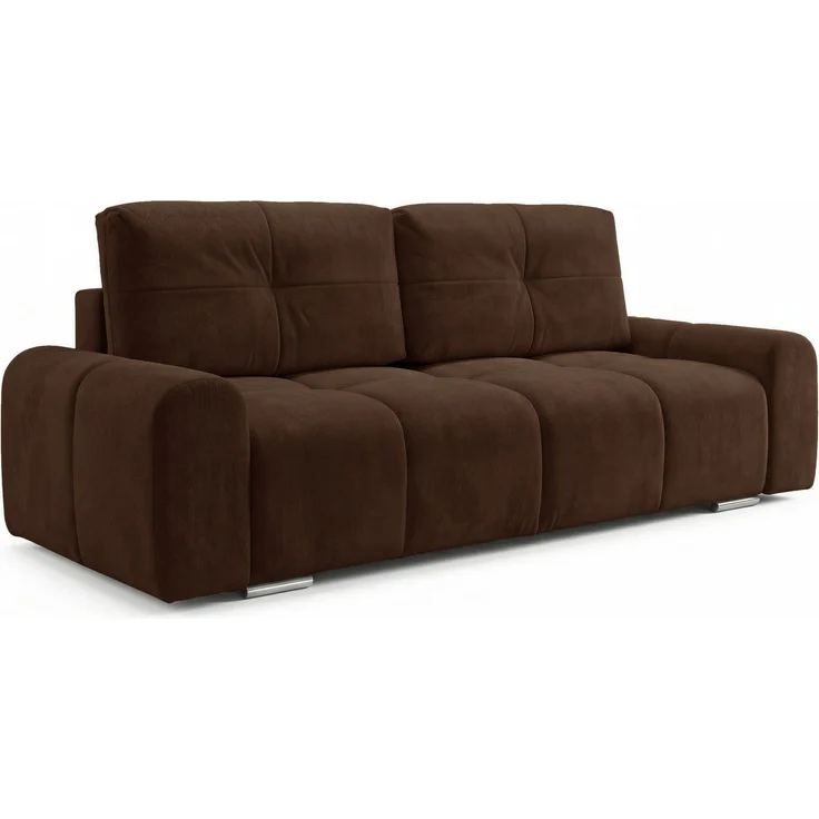 Schlafsofa Fluffy mit Schlaffunktion und Bettkasten - Bonellfederkern, Chenille-Bezug, große Liegefläche 195x145 cm, modernes Polstersofa & Bettsofa, weich & voluminös Sofa (Braun (Vibe 26)) – Bild 2