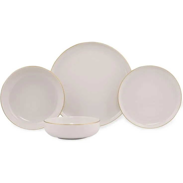 Hermia Concept 'MOD16YSA45R520' Tafelservice (16-teilig), Creme / Gold, 27 x 27 x 2,5 cm