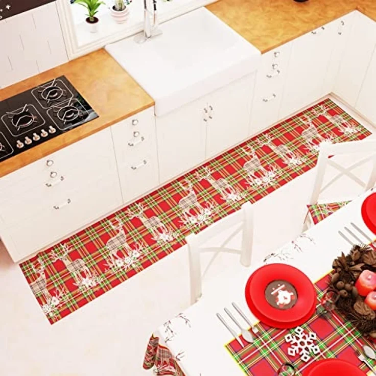 PETTI Artigiani Italiani - Tischdecke für Weihnachten, schmutzabweisend, rechteckig, für Weihnachten, Küche, Design Rentier, Beige X6 Sitzer (140x180 cm), 100% Made in Italy – Bild 6