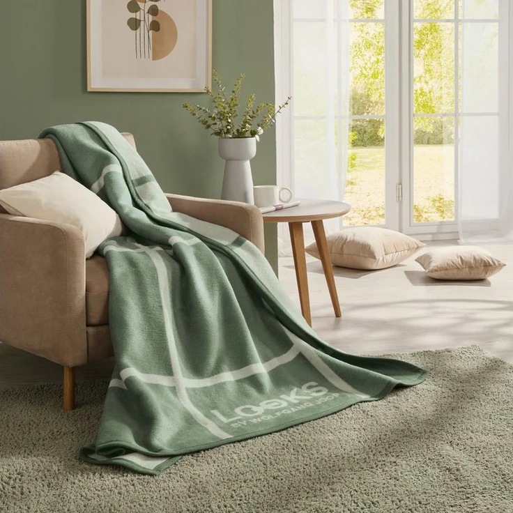 Wohndecke Wohndecke 2er-Pack, LOOKS by Wolfgang Joop, Baumwollmischung Karo – Bild 3