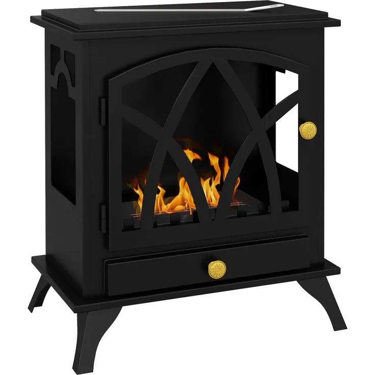 JARDJ Standkamin mit Bioethanol, 1,2-Liter-Brenner und 25 m² großer Abdeckung, 45 x 28 x 54 cm, Schwarz