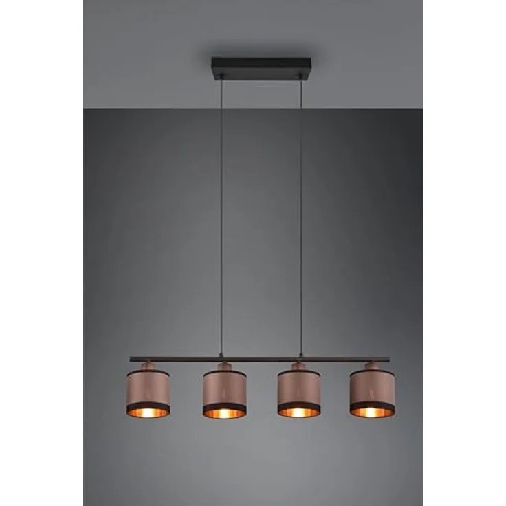 Reality Pendelleuchte Davos, 4-flammig, Schwarz Matt, 75 cm x 12 cm, elegante Textilgestaltung, energiesparend mit LED-Leuchtmitteln – Bild 3
