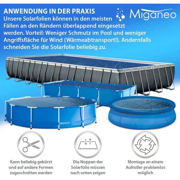 Miganeo Pool Solarfolie Ø 488 cm rund | schwarz/blau – Bild 4