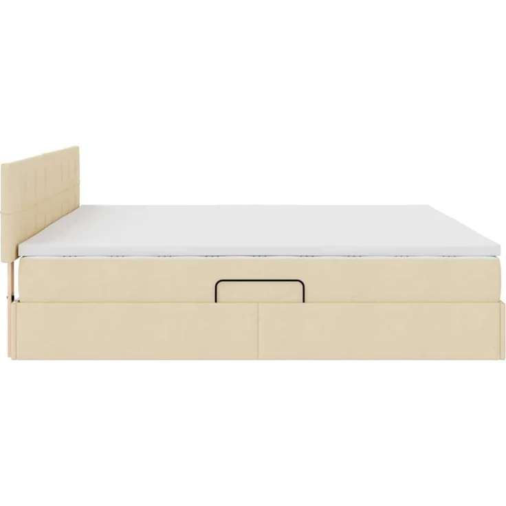 vidaXL LED-Speicherbett mit Matratze Creme 200 x 200 cm Stoff 3371170 – Bild 11