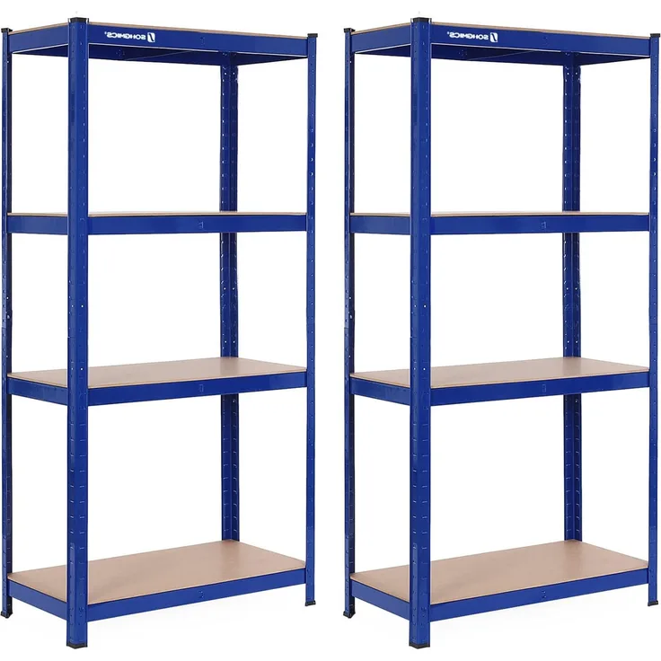 SONGMICS Schwerlastregal, 2er Set, Kellerregal, Lagerregal, 40 x 80 x 160 cm, Regal mit Stahlgestell, bis 520 kg belastbar, 4 verstellbare Ablagen, blau GLR88Q