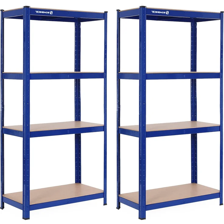SONGMICS Schwerlastregal, 2er Set, Kellerregal, Lagerregal, 40 x 80 x 160 cm, Regal mit Stahlgestell, bis 520 kg belastbar, 4 verstellbare Ablagen, blau GLR88Q