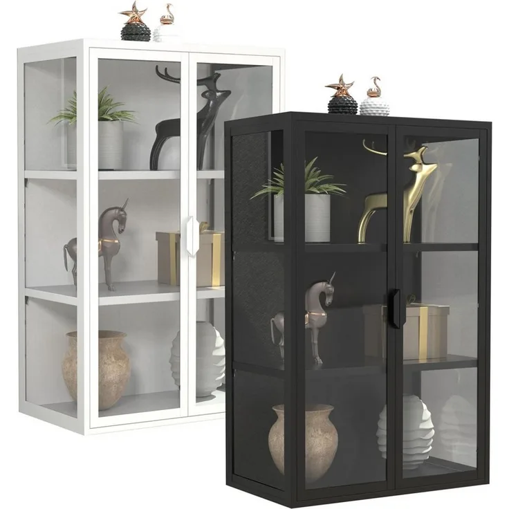 VCM Wandvitrine Flokas 919959 Schwarz 95 x B. 60 x T. 35 cm