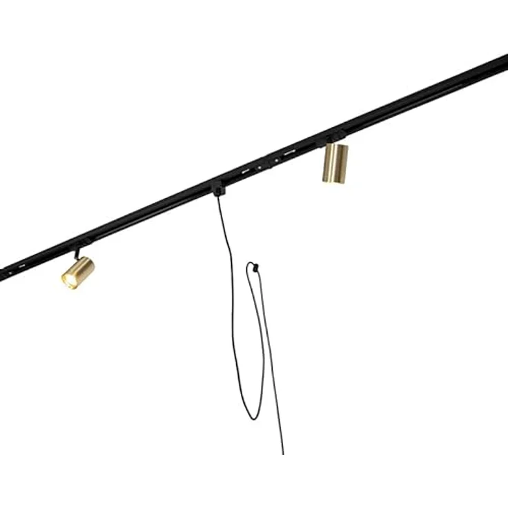 QAZQA Modernes Schienensystem Komplettset, 3-flammiger Deckenspot mit GU10 Fassung, dimmbar, Schwarz und Gold, für Wohnzimmer, Esszimmer und Büro – Bild 5