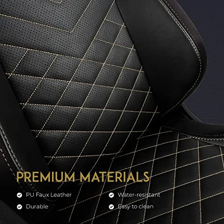 noblechairs Epic Gaming Stuhl - Bürostuhl - Schreibtischstuhl - PU-Kunstleder - Inklusive Kissen - Schwarz/Gold – Bild 5