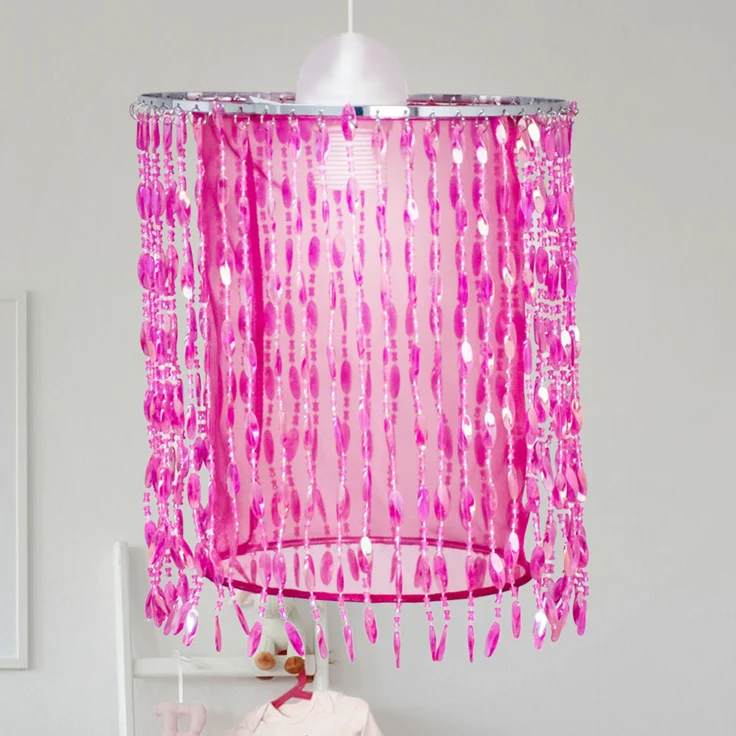 RGB LED Hängeleuchte, Kristalle pink, App-/Sprachsteuerung – Bild 3