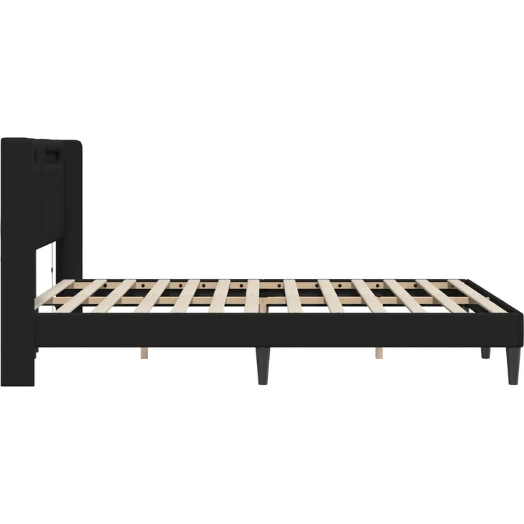 vidaXL Bettrahmen mit LED-Lichtleisten Schwarz 120x190 cm Kunstleder 42027973 – Bild 7