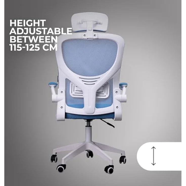 MARSGAMING MGC-ERGOPLUS, Professioneller Ergonomischer Stuhl, Dynamische Lendenwirbelstütze, Atmungsaktives Netz, Höhenverstellbar 115 und 125cm, Klappbare Armlehnen, Verstellbare Kopfstütze, Blau – Bild 3