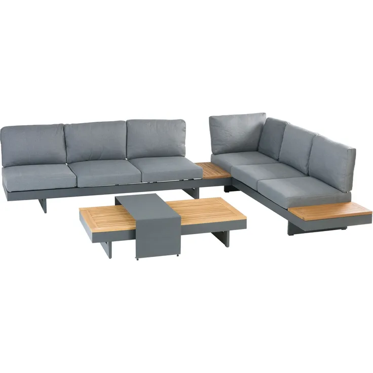 Lounge-Set Accra, Aluminium, Grau, Schwarz