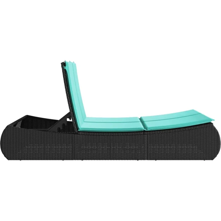 vidaXL Doppel-Sonnenliege mit Kissen Schwarz Poly Rattan 368098 – Bild 5