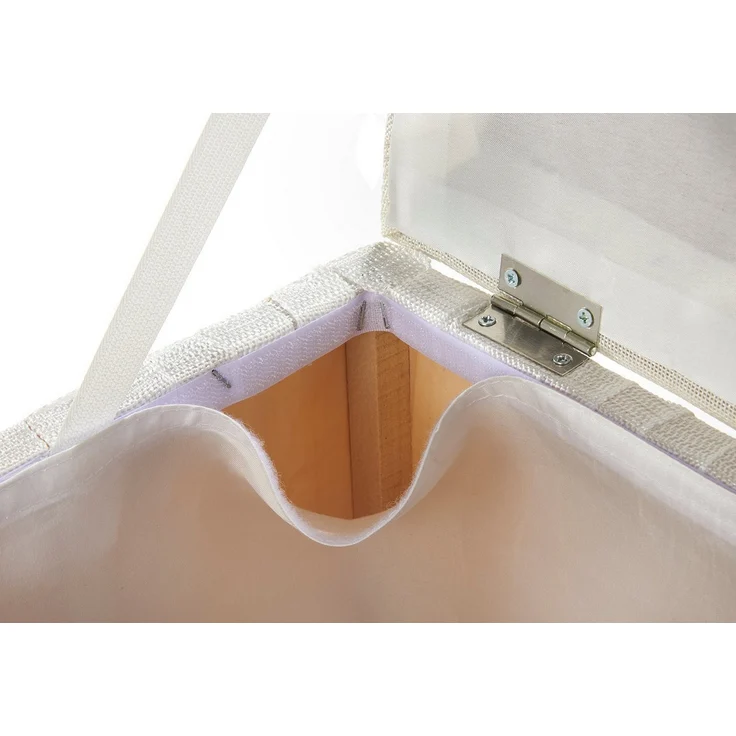 Kobolo Wäschesortierer Wäschebehälter Wäschesammler - Nylon - beige weiß (Stück, mit Deckel), 45x33x53 cm – Bild 3