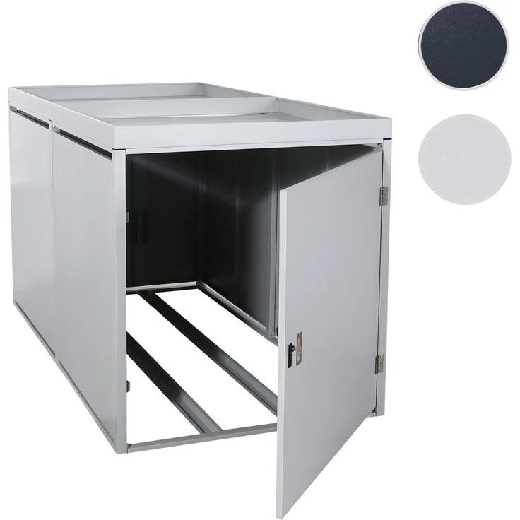 Mendler 2er-Fahrradgarage mit Pflanzkasten HWC-L56b, abschließbar verzinkter Stahl Anthrazit, 125 x 113 x 208cm – Bild 10