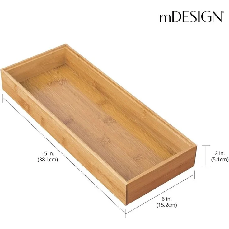mDesign Organizer Aufbewahrungsbox Schubladenbox Bambus Büro Bad 6er Set – Bild 2