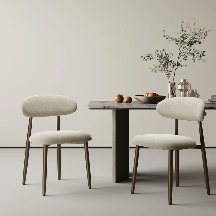 MALOL Esszimmerstühle 2er Set, Gepolsterte Stühle Esszimmer, Küchenstühle, Esstisch Stühle mit geschwungener Rückenlehne & Metallfüßen, moderne Stoffstühle für Küche, Wohnzimmer und Gastronomie, Kamel