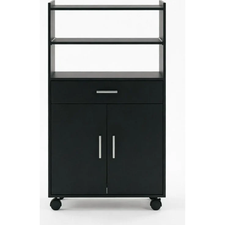 Mikrowellen-Küchenwagen 59 x 40 x 92 cm aus MDF mit Ausziehablage und Rollen – Bild 4