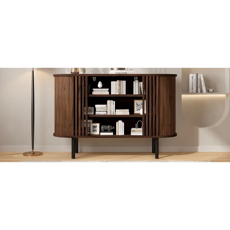 ZUBALIYA Sideboard 120x40x80 cm, aus MDF / Spanplatte, Walnuss – Bild 16