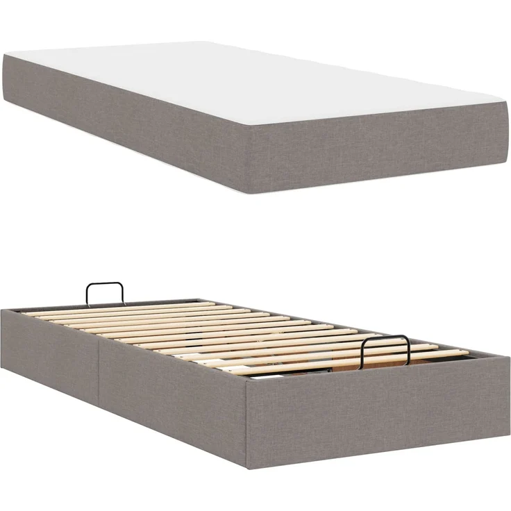 vidaXL Bettgestell mit Matratze mit Matratze 2 pcs Taupe Stoff 3399456 – Bild 4