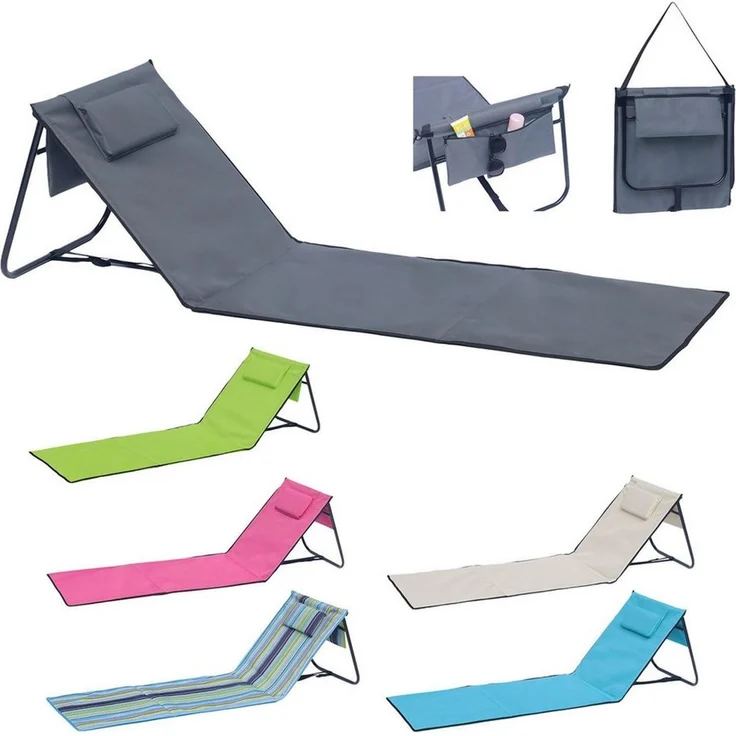 Mojawo Doppelliege Strandliege Strandmatte Rückenlehne Kissen faltbar L152xB51xH41cm – Bild 5