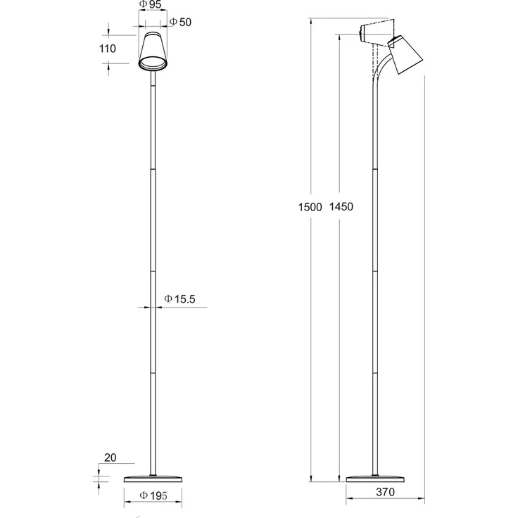 LED Stehlampe PONGO Weiß flexibel biegsam, Höhe 145cm – Bild 8