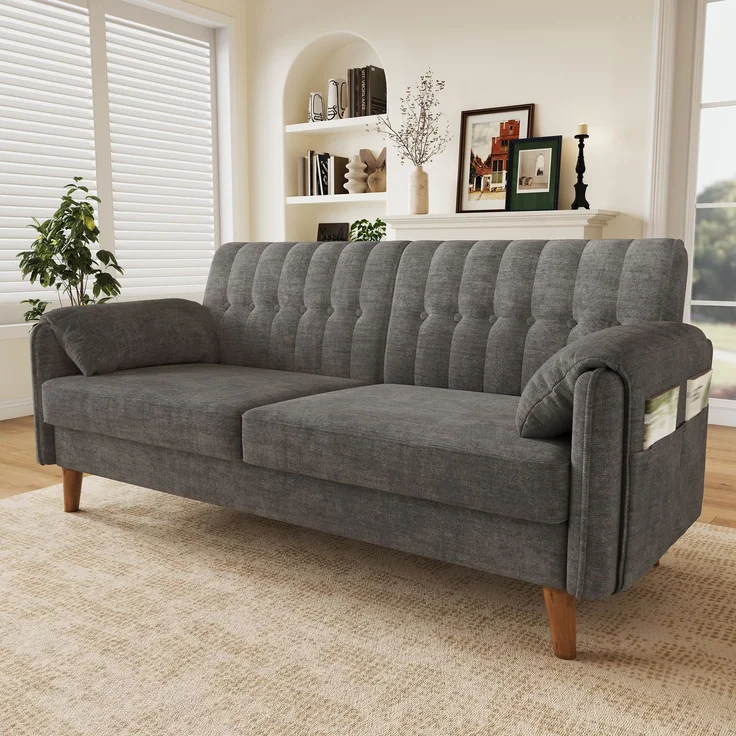 2-Sitzer Sofa 161,5 x 79 x 83,5 cm aus Chenille mit Massivholzbeinen – Bild 3
