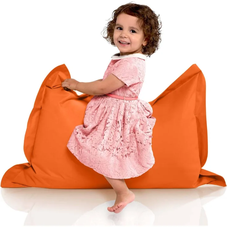 Green Bean® Kinder-Sitzsack 70x100cm & 70 Liter EPS-Perlen Füllung - Indoor & Outdoor Bean Bag Sitzkissen - Orange
