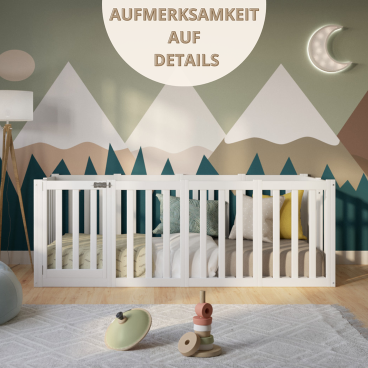 Crazy Pine 'Crazy John' Kinderbett mit hohem Rausfallschutz 73 cm, Holz, Weiß, 90x180 cm – Bild 8