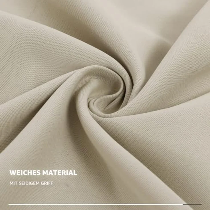 Deconovo Verdunkelnde Gardinen mit Ösen Blickdicht Türvorhang Hellbeige | 1 Stück, H214 x B254 cm, Hitzeschutz Gardine, Blackout Curtain, Sichtschutz, Thermovorhang für Schlafzimmer und Wohnzimmer – Bild 6