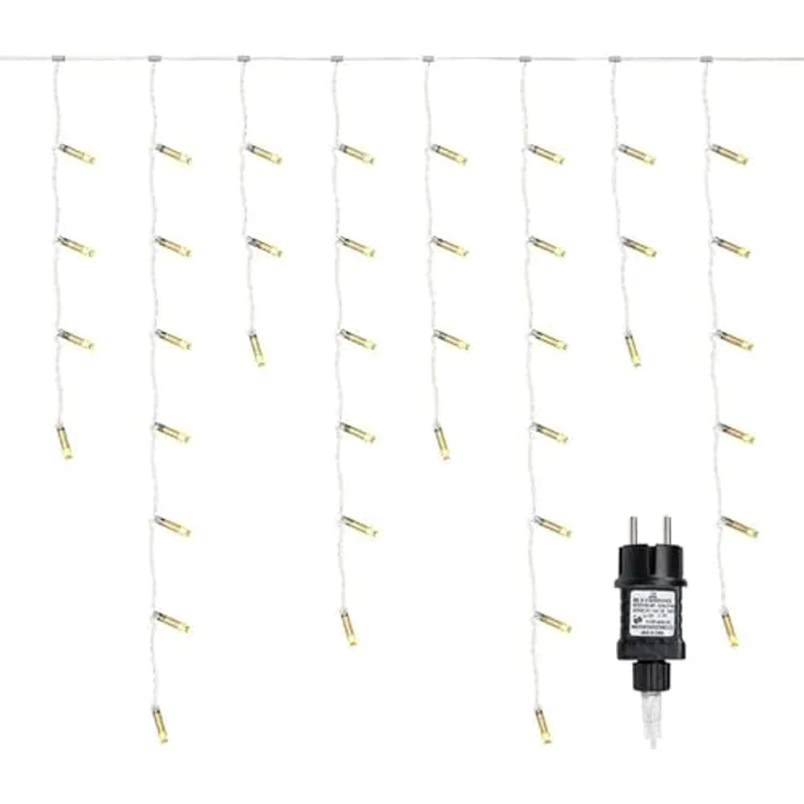 Gresonic 400er LED 10m lang Eisregen Lichterkette Lichtervorhang Eiszapfen Außen Innen Deko Strombetrieben[Energieklasse A+] (400LED 10m, Warmweiß) – Bild 2
