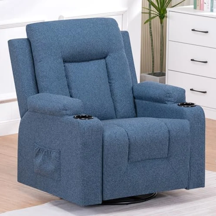 COMHOMA Relaxsessel Relaxsessel TV-Sessel aus Stoff mit Liegefunktion Fernsehsessel, 360° Drehung, wippbar mit Relaxfunktion – Bild 2