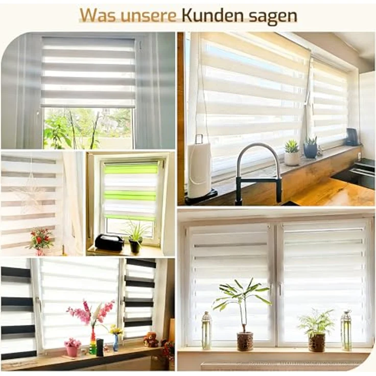 Grandekor Doppelrollo Klemmfix ohne Bohren 45x100cm Stoffbreite 45cm Hellgrau Fenster Rollos für innen Klemmrollos Duo Rollos für Fenster ohne Bohren mit Bohren Privatschutz UV-Schutz Zebrarollo – Bild 5