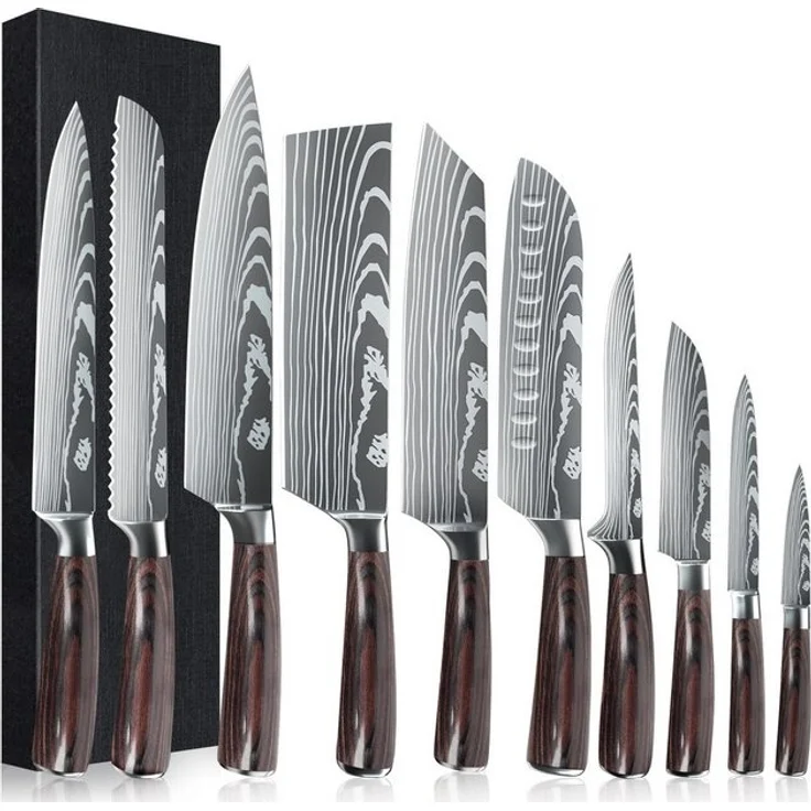 Fine Life Pro Messer-Set Küchenmesser Komibpaket mit Geschenkbox (Set, 8-tlg), Asiatisches Edelstahl Messerset – Bild 4