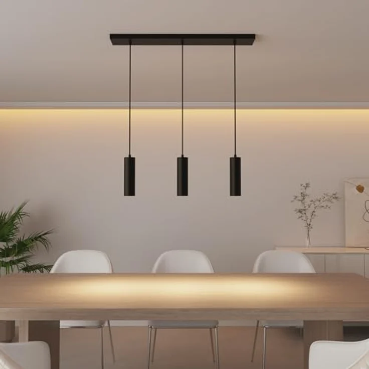 CALEX Pendelleuchte GU10, 3-flammig, Höhenverstellbar bis 1,5 m, Zylinder aus Aluminium, Matt Schwarz – Bild 5