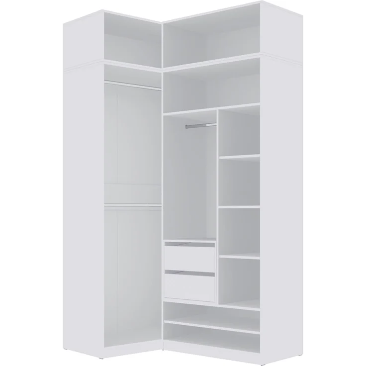 Marmex Möbel Tres Set-C/N (B) praktischer Einbauschrank ohne türen, Eckkleiderschrank mit Aufsatz, Ankleidezimmer Möbel, laminierte Spanplatte, weiß 190x246x51 cm – Bild 6