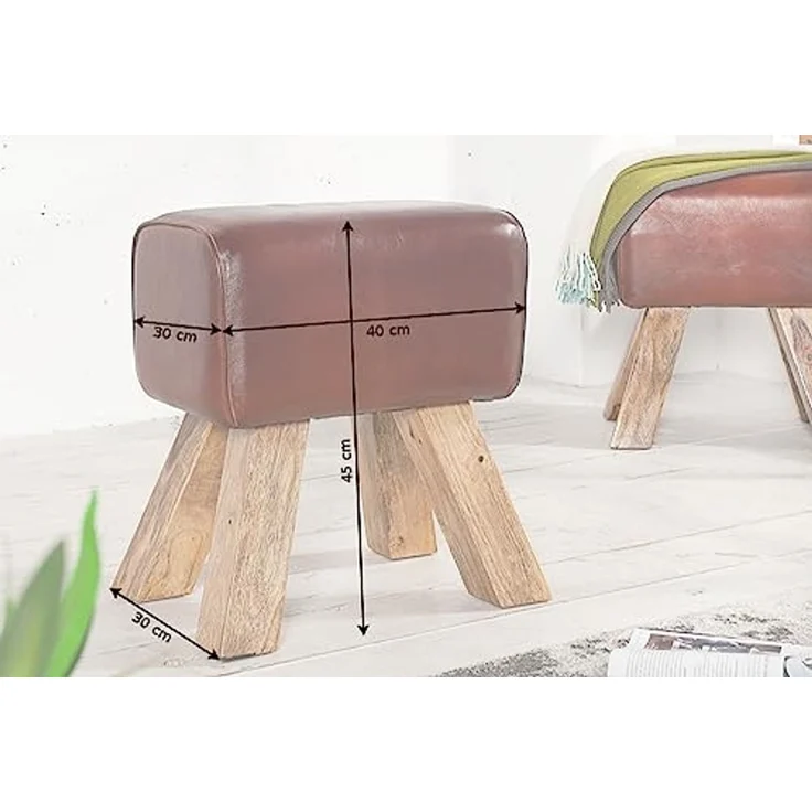 riess-ambiente Sitzhocker TURNBOCK 40cm coffee / natur, mit Echtleder-Bezug – Bild 2