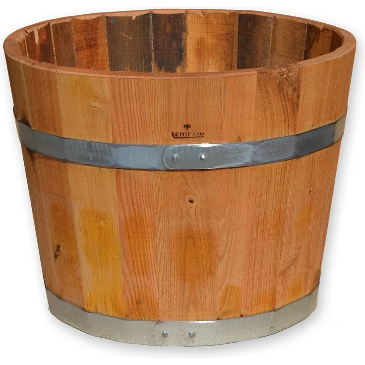 Temesso Pflanzkübel Kübel geölt, Blumenkübel aus Kastanienholz: 60 cm – Bild 1