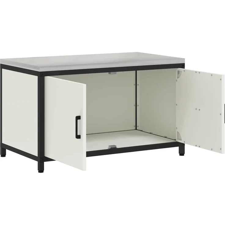 vidaXL Küchenaufbewahrung mit Regal mit Tür Weiß 60 x 50 x 92 cm Stahl 874997 – Bild 5