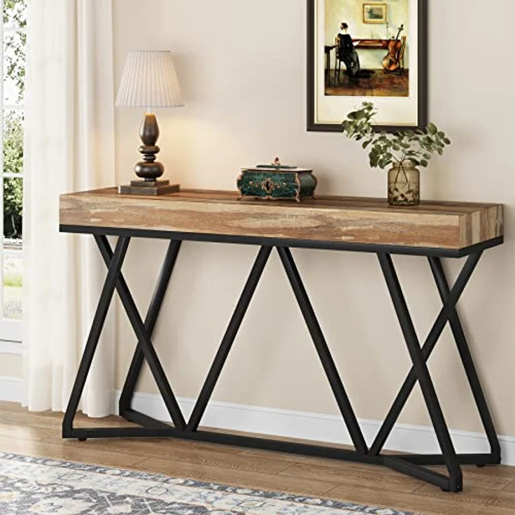 LITTLE TREE Sofa Console Table with Unique Metal Base, Entryway Table Behind Couch Table – Bild 3