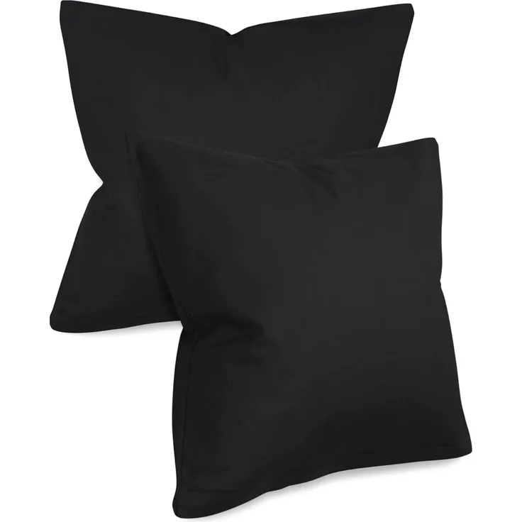 npluseins unifarbene Kissenbezüge im Doppelpack und dezentem Design 1154. 1498, ca. 50x50 cm, schwarz