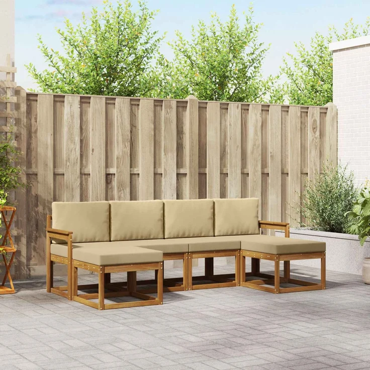 vidaXL Outdoor-Sofagarnitur 6 stk. Natur und Beige 3366771 – Bild 1