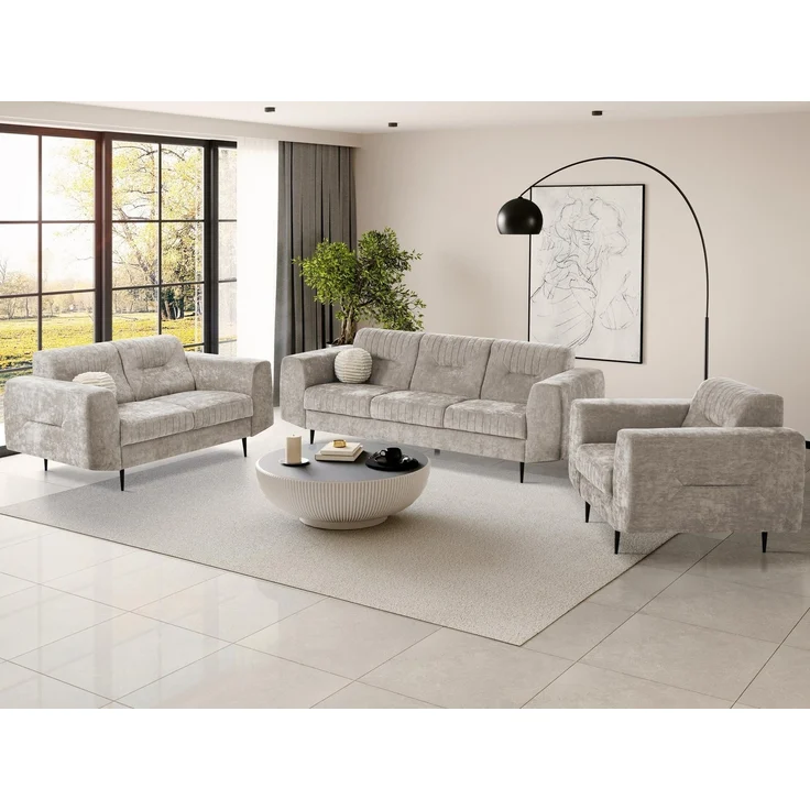 Beautysofa Polstergarnitur im modernen Stil auf hohen Metallbeinen VENEZIA, (Sessel + 2-Sitzer Sofa + 3-Sitzer Sofa im modernes Design), mit Metallbeine, Couchgarnituren aus Velours – Bild 1