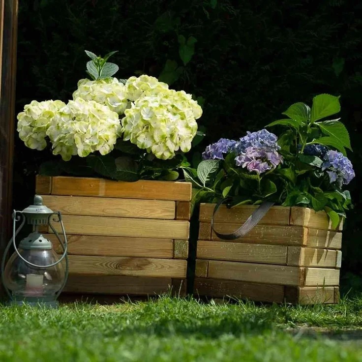 Taunus Pflanzkübel Modern 50 50x50x39 cm Kiefer FSC 100% kesseldruckimprägniert mit Trageschlaufen inkl. Geotextil – Bild 7