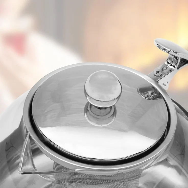 Teekanne mit Teesieb aus Edelstahl / Glas 1,2 Liter – Bild 7