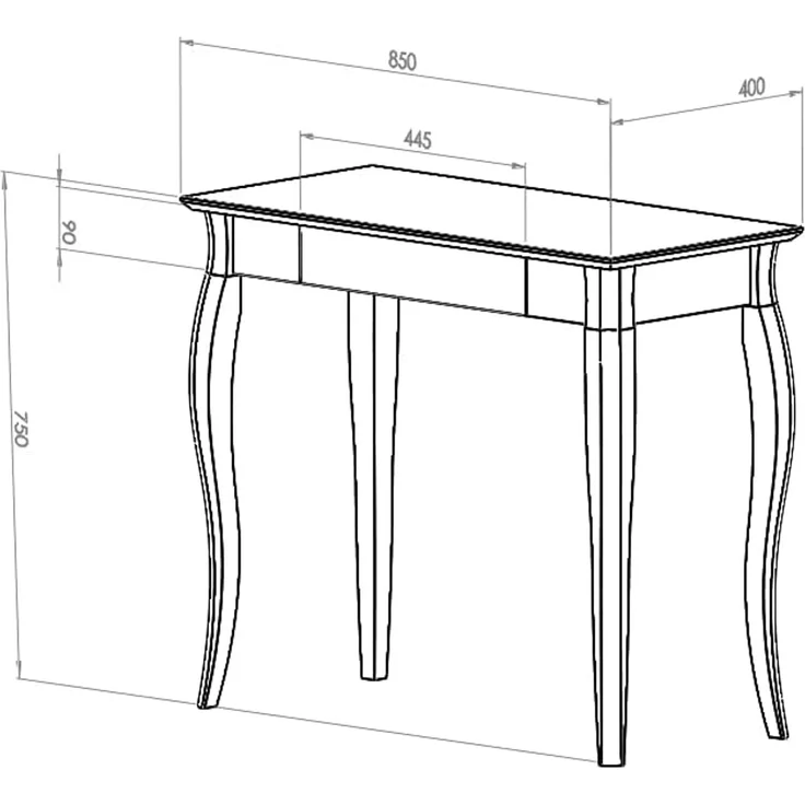 Ragaba Schreibtisch mit Schublade, MDF & Massives Buchenholz, 85x40 cm, Perl Weiß – Bild 3